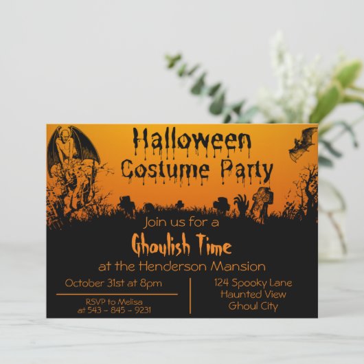 Carte d'invitation pour costume d'Halloween adulte (Debout devant)