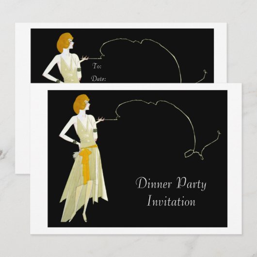 Carte d'invitation pour dîner classique (Devant / Derrière)