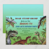 Carte d'invitation pour Dinosaures (Devant / Derrière)