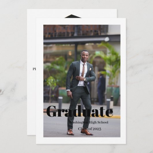 Carte d'invitation pour diplômé de script simple (Devant / Derrière)