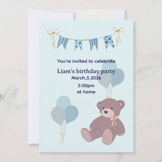 Carte d'invitation pour enfant anniversaire (Devant)