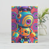 Carte d'invitation pour enfants Dinosaure Robot Li (Debout devant)