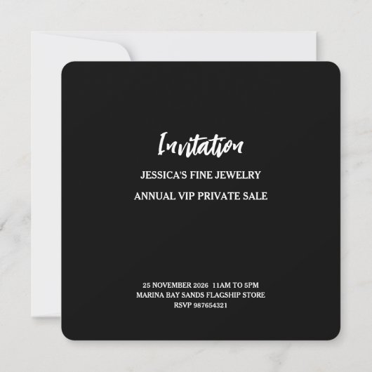 Carte d'invitation pour événement de vente privée (Dos)