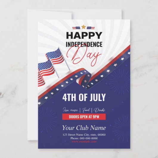 Carte d'invitation pour fête de célébration indépe (Devant)