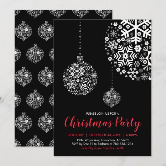 Carte d'invitation pour fête de Noël (Devant / Derrière)