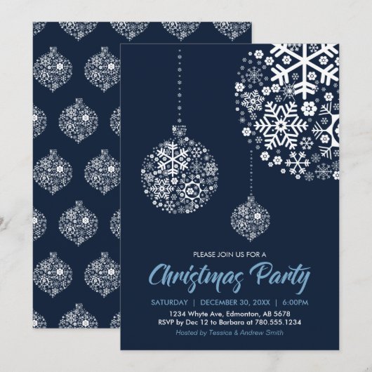 Carte d'invitation pour fête de Noël / vacances (Devant / Derrière)