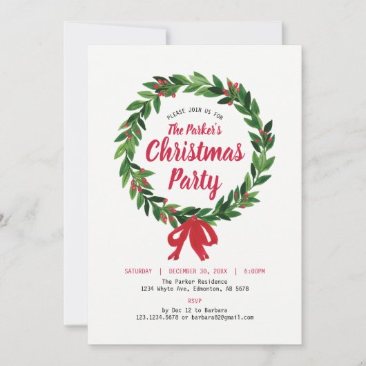 Carte d'invitation pour fête de Noël / vacances (Devant)