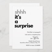 Carte d'invitation pour fête surprise modèle minim (Devant / Derrière)