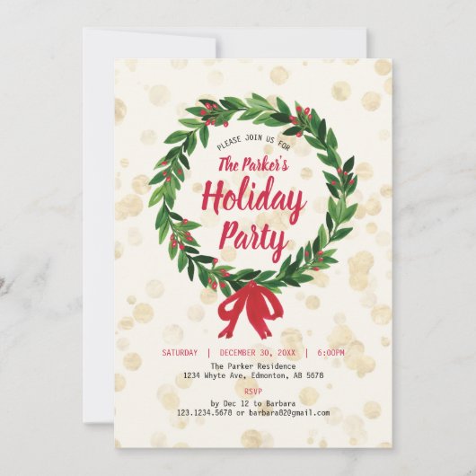 Carte d'invitation pour fêtes de Noël (Devant)