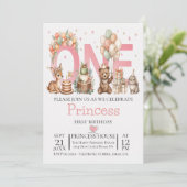 Carte d'invitation pour fille pour 1er anniversair (Debout devant)