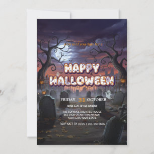 Carte d'invitation pour Halloween du cimetière Lun