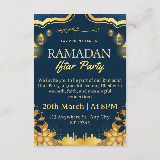 Carte d'invitation pour Iftar de Ramadan (Devant)