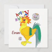 Carte d'invitation pour Joyeux Anniversaire Coq (Devant)