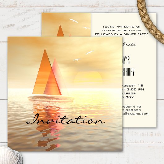 Carte d'invitation pour la célébration de la voile