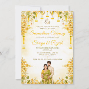 Carte d'invitation pour la cérémonie Seemantham au