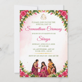 Carte d'invitation pour la cérémonie Seemantham de