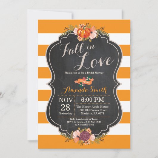 Carte d'invitation pour la douche nuptiale automne (Devant)