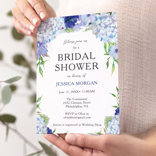 Carte d'invitation pour la douche nuptiale Blue Hy