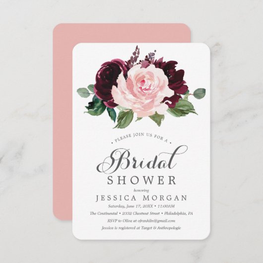Carte d'invitation pour la douche nuptiale Brousse (Devant / Derrière)