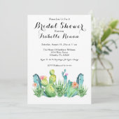 Carte d'invitation pour la douche nuptiale Cactus (Debout devant)