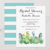Carte d'invitation pour la douche nuptiale Cactus (Devant / Derrière)