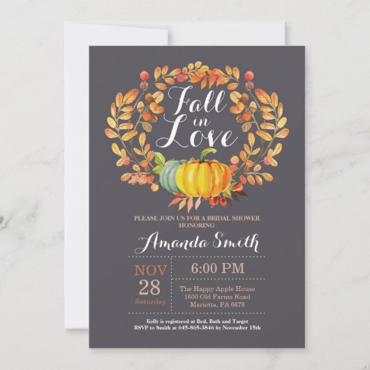 Carte d'invitation pour la douche nuptiale d'autom (Devant)