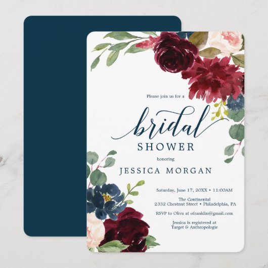 Carte d'invitation pour la douche nuptiale de la m (Devant / Derrière)