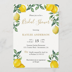 Carte d'invitation pour la douche nuptiale Lemons