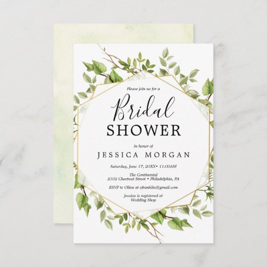 Carte d'invitation pour la douche nuptiale Woodlan (Devant / Derrière)