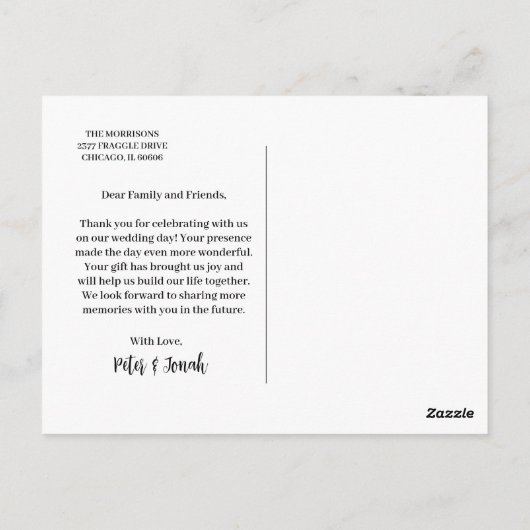 carte d'invitation pour la famille et les amis (Dos)