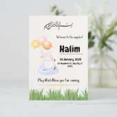 carte d'invitation pour la fête de l'aqeeqah (Debout devant)
