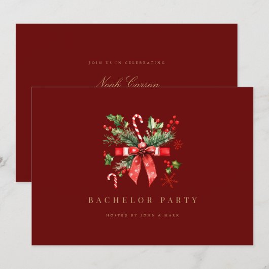 Carte d'invitation pour la fête de Noël (Devant / Derrière)