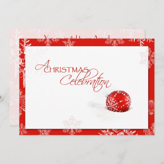 Carte d'invitation pour la fête de Noël rouge et b (Devant / Derrière)