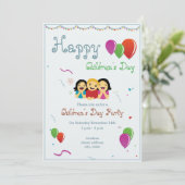 Carte d'invitation pour la fête des enfants (Debout devant)