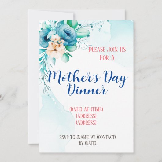Carte d'invitation pour la fête des mères, modèle  (Devant)