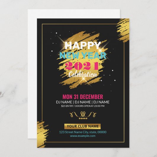 Carte d'invitation pour la fête du Nouvel An (Devant / Derrière)