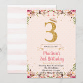 Carte d'invitation pour la fête du troisième anniv (Devant / Derrière)