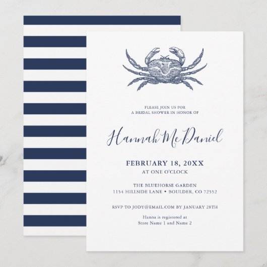 Carte d'invitation pour la nuptiale de crabe de la (Devant / Derrière)