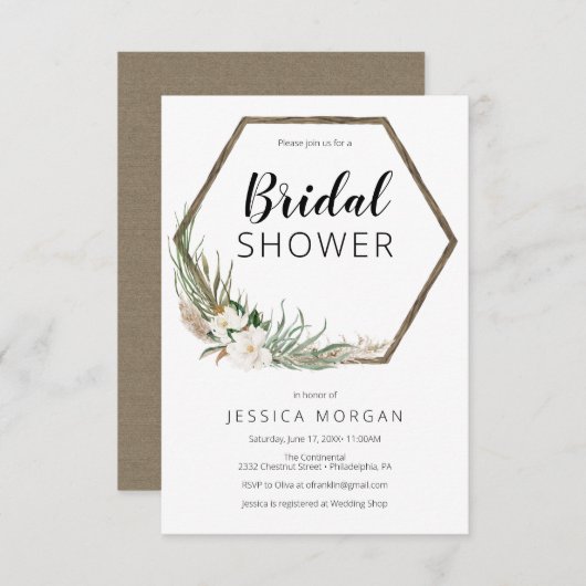 Carte d'invitation pour la nuptiale de Wreath de B (Devant / Derrière)