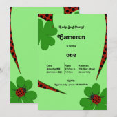 Carte d'invitation pour la première fête d'anniver (Devant / Derrière)