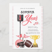 Carte d'invitation pour la première fille de footb (Devant / Derrière)