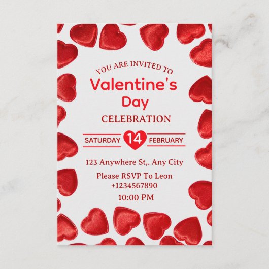 Carte d'invitation pour la Saint-Valentin (Devant)