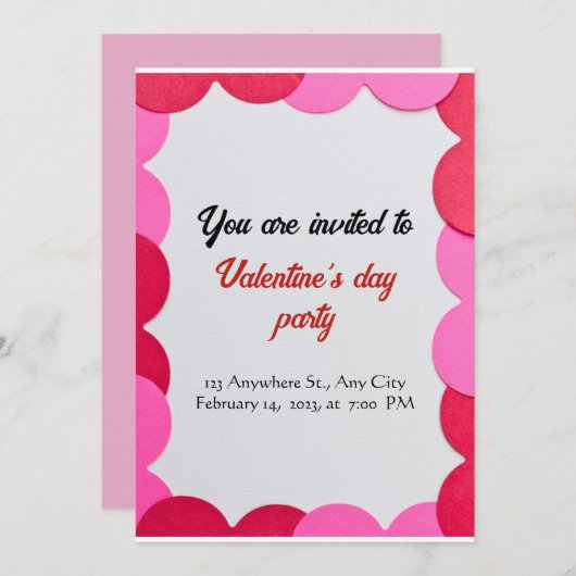 carte d'invitation pour la Saint Valentin (Devant / Derrière)