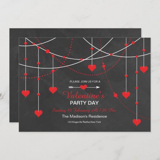 Carte d'invitation pour la Saint-Valentin (Devant / Derrière)