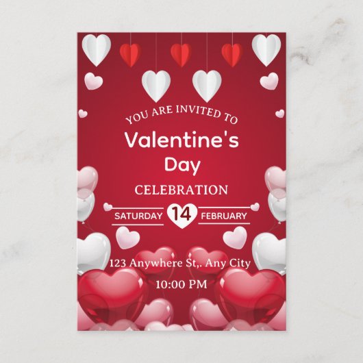 Carte d'invitation pour la Saint-Valentin (Devant)