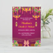 Carte d'invitation pour la soirée Dholki & Mehndi (Debout devant)
