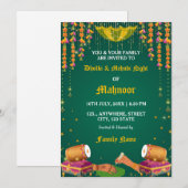 Carte d'invitation pour la soirée Dholki & Mehndi (Devant / Derrière)