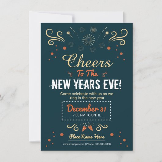 Carte d'invitation pour la soirée du Nouvel An (Devant)