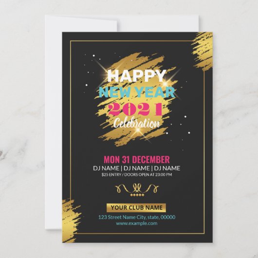 Carte d'invitation pour la soirée du Nouvel An (Devant)