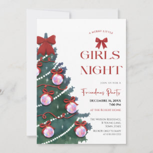 Carte d'invitation pour la soirée filles au sapin